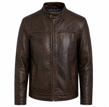 Blazer premium en cuir de veau brun